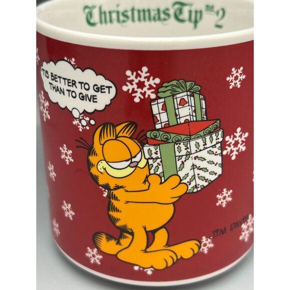 VTG Garfield Mug Christmas Tip 2 Better to Get Than Give Office Humor - Picture 7 of 7